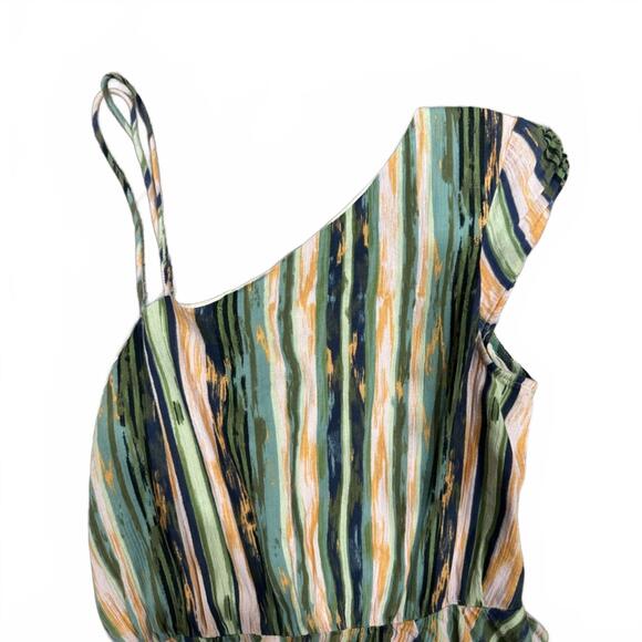 Free People Asymmetrical Sleeveless Ruffle Stripe Short Mini Dress- Size XS - Picture 5 of 7